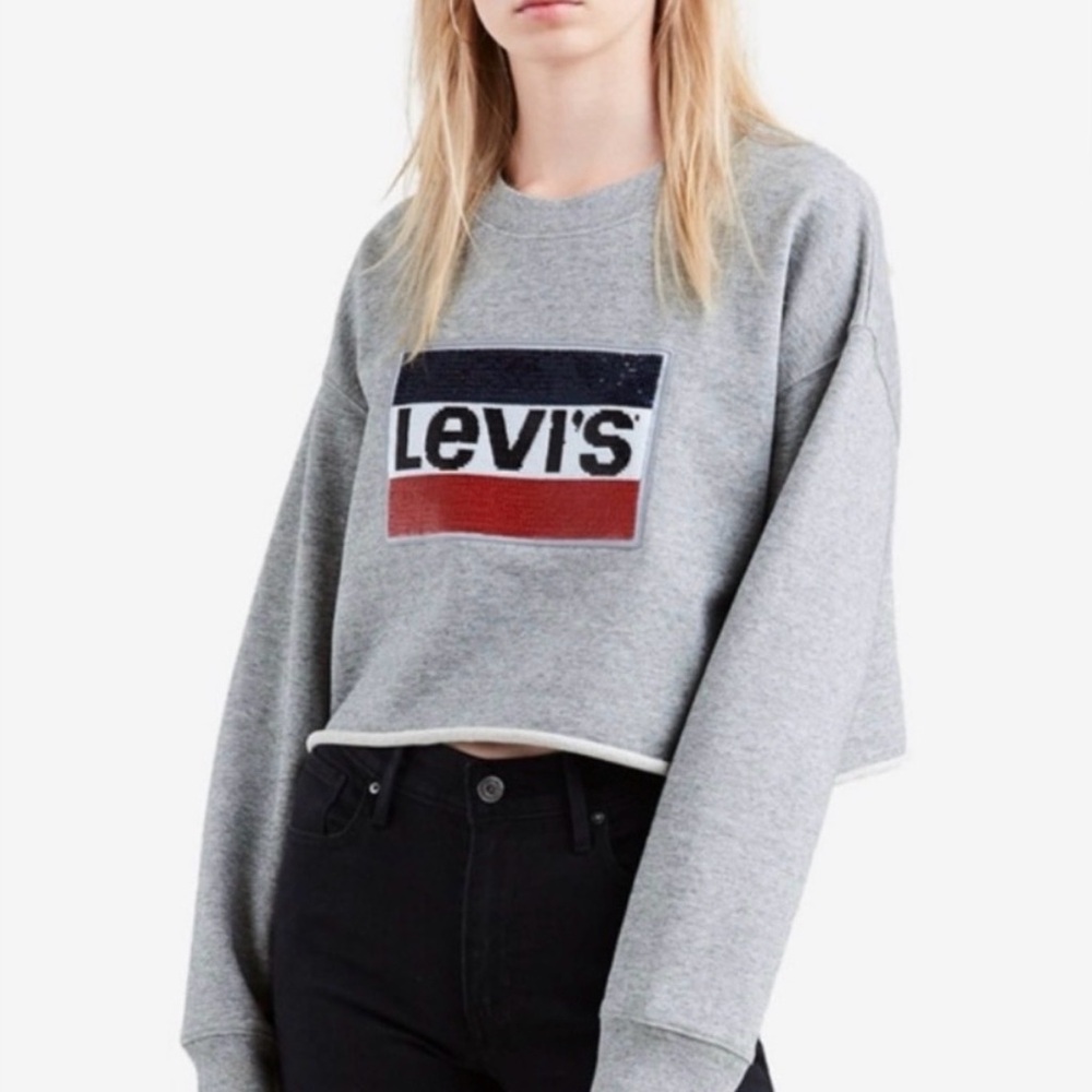 Levi's Gray Logo Cropped Sweatshirt